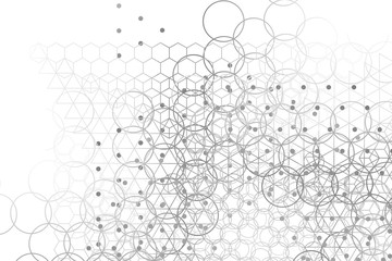 The science and mathematics abstract background with circles, cube, triangles and a lot of lines. Sacred geometry backdrop. The chemistry and astrology. Graphic elements for identity design.