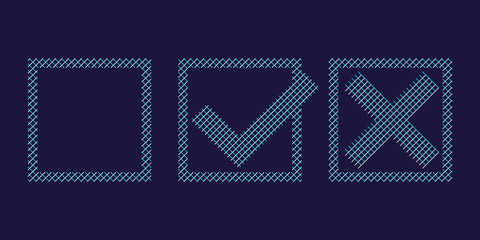 Checkmark icons of lines. Tick and cross sign. Vector illustration.