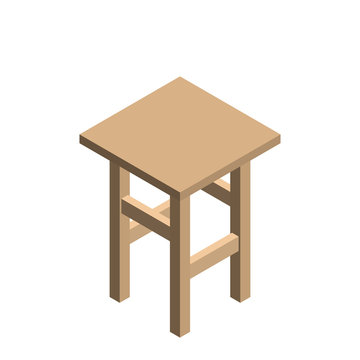 Stool. Isolated on white background. 3d Vector illustration.