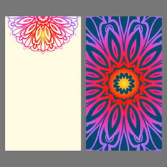 Floral banners. Ethnic Mandala ornament. Vector illustration. For greeting card, coloring book, invitation print