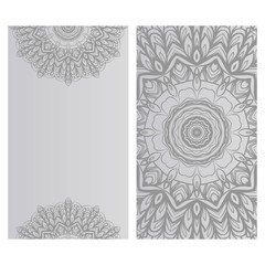 The front and rear side. mandala design elements. Wedding invitation, thank you card, save card, baby shower. Vector illustration.