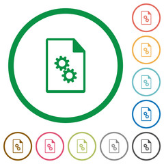 Executable file flat icons with outlines