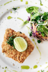 fresh fried battered cod fish fillet summer light lunch meal