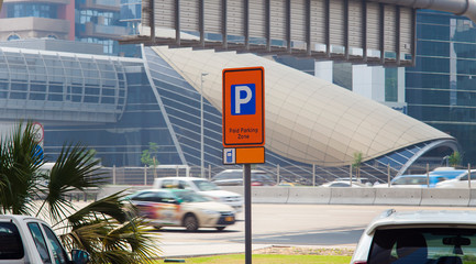 paid parking sign on the Dubai street