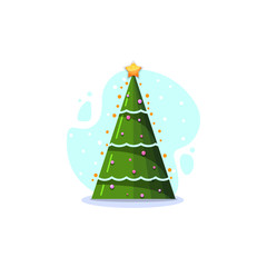 Christmas fir, isolated vector illustration. Modern flat style.