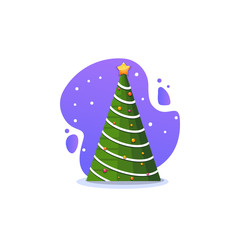 Christmas fir, isolated vector illustration. Modern flat style.
