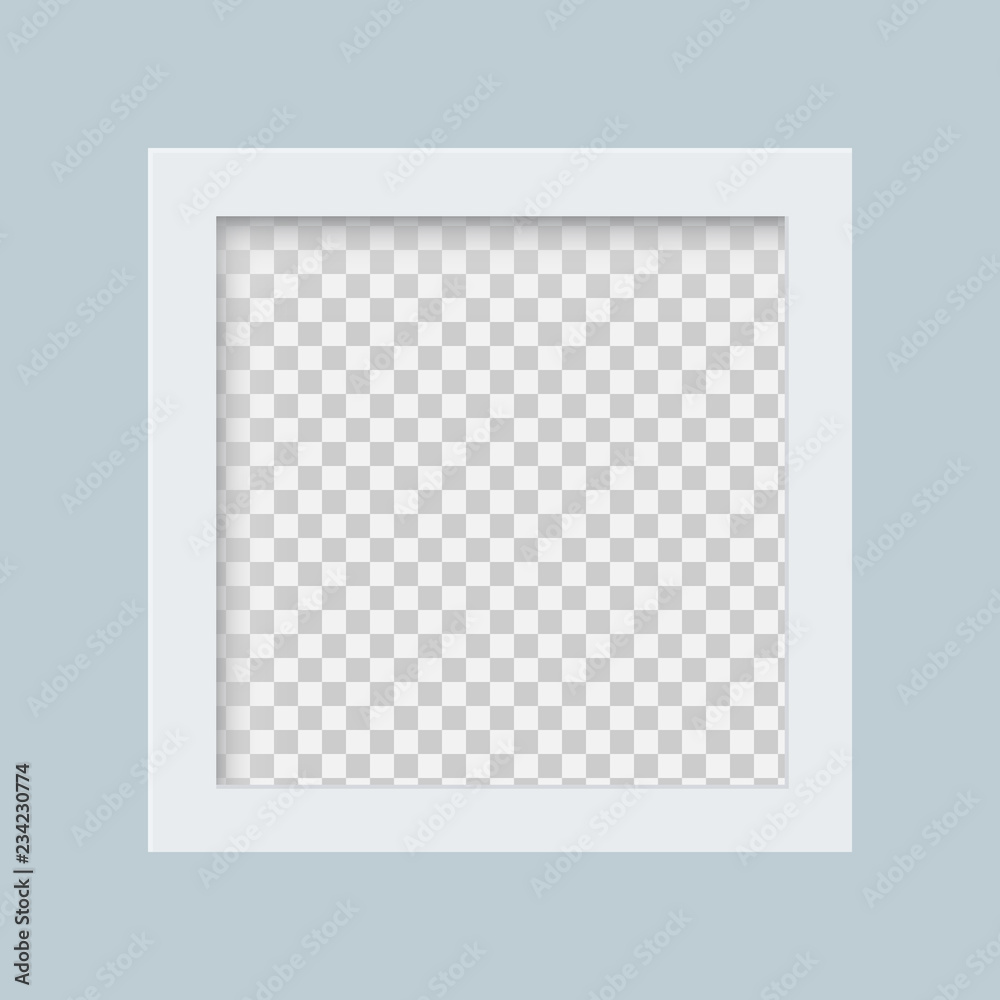 Poster White frame with a transparent background. Blank photo frame design for modern interiors vector illustration