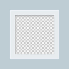 White frame with a transparent background. Blank photo frame design for modern interiors vector illustration