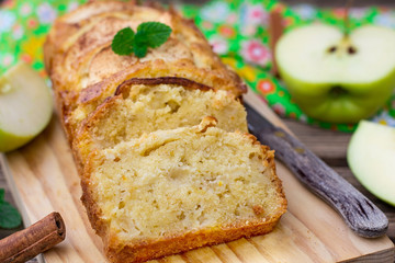 Sweet apple cake with cinnamon for dessert
