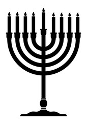 Fototapeta premium Menorah vector icon. Menorah for Hanukkah. Religion icon. Silhouette Flat style