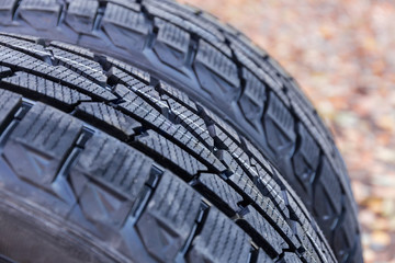 Fragment of the tread of car tires at selective focus