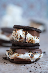 marshmallow smores with chocolate cookies