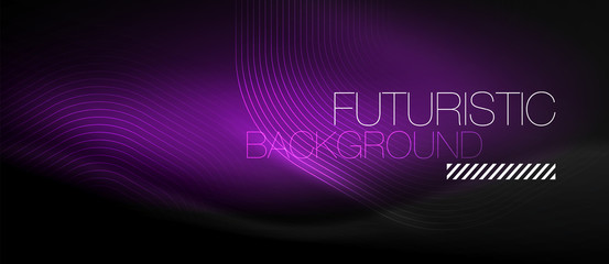 Neon glowing lines, magic energy space light concept, abstract background wallpaper design