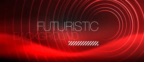 Dark abstract background with glowing neon circles