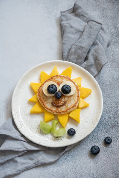 Naklejki Funny Flower Pancake with berries for kids