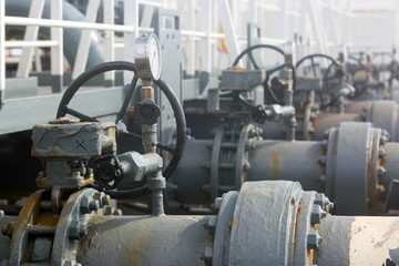 Valves and pipeline of tanker's cargo system.
