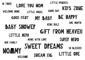 Obraz premium Set of kids quotes in Scandinavian style. Vector illustartion