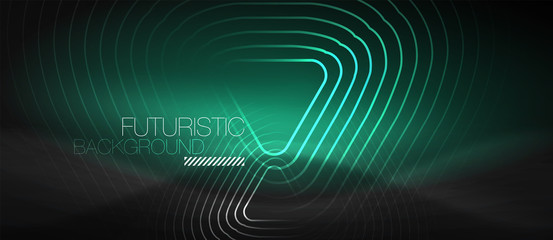 Dark black abstract background with neon colors and lines