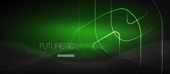 Obraz premium Dark black abstract background with neon colors and lines