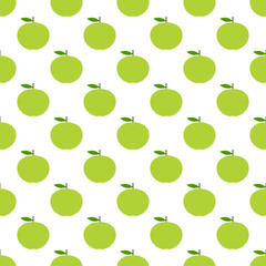 Vector seamless pattern with green apples. Apple background.