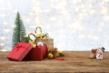 christmas new year  with gift present pine tree background celebrate time of happy special occasion