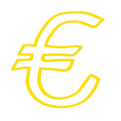 Handgezeichnetes Euro-Symbol in gelb