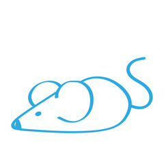 Fototapeta premium Handgezeichnete Maus in blau