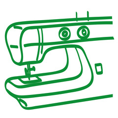 Handgezeichnete Nähmaschine in grün