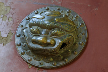 traditional Chinese style animal head on the door