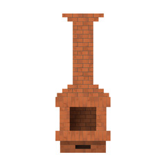 Fireplace of bricks.