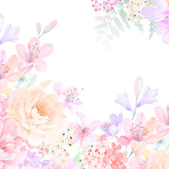 Elegant roses and peony flowers