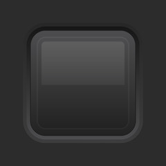 Black interface button. Square 3d icon