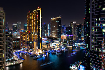 Fototapeta na wymiar Dubai Marina at night, UAE travel spot