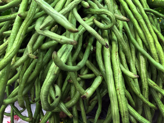 fresh green long been, Asian vegetable at the market, fresh healthy Thai vegetable for diet