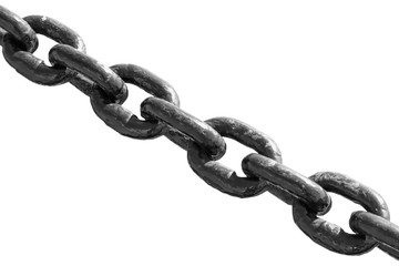 thick steel black chain on the background of the sea