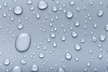 Drops of water on a color background. Gray