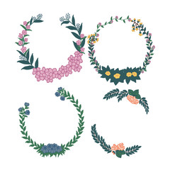 Naklejka premium Floral hand drawn vector set. Vector illustration.