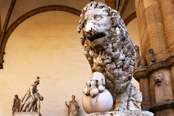 Lion of Loggia dei Lanzi in Piazza della Signoria in Florence.