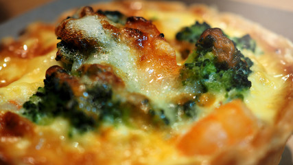 Quiche with shrimp and broccoli ,A type of salty pies.