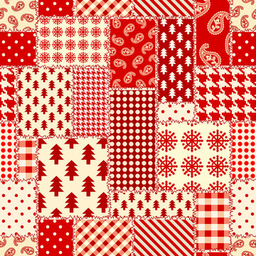 Patchwork textile pattern. Seamless quilting design background.