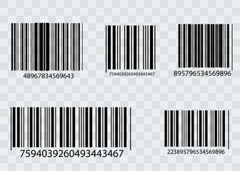 Barcode isolated on transparent background. Vector icon