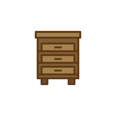 Nightstand filled outline icon, line vector sign, linear colorful pictogram isolated on white. Drawer cabinet symbol, logo illustration. Pixel perfect vector graphics