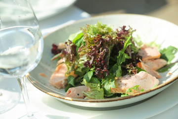 Hot smoked salmon salad