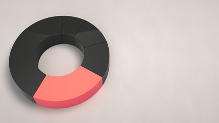 Black ring pie chart with one red sector