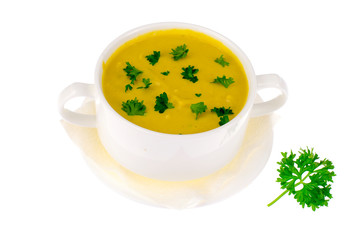 Vegetable soup puree, isolated on white background