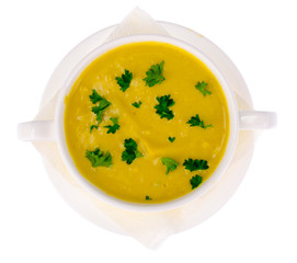 Vegetable soup puree, isolated on white background