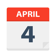 Obraz premium April 4 - Calendar Icon