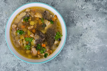 Soup made from wild mushrooms