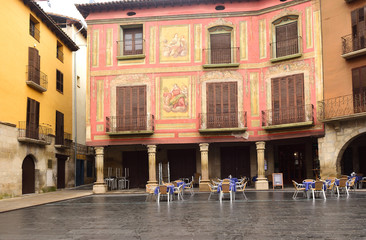 Main square of the town of Graus, Huesca, Aragón, Spain.