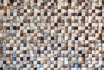 Wood square wall background.